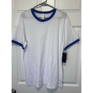 Men's Alternative Apparel White Blue Ringer Short Sleeve Tee M